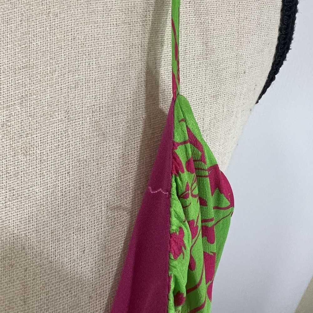 GILNER FARRAR Amelie Maxi Dress Sz S Green Pink Floral Print Smocked Waist *READ - Picture 4 of 12